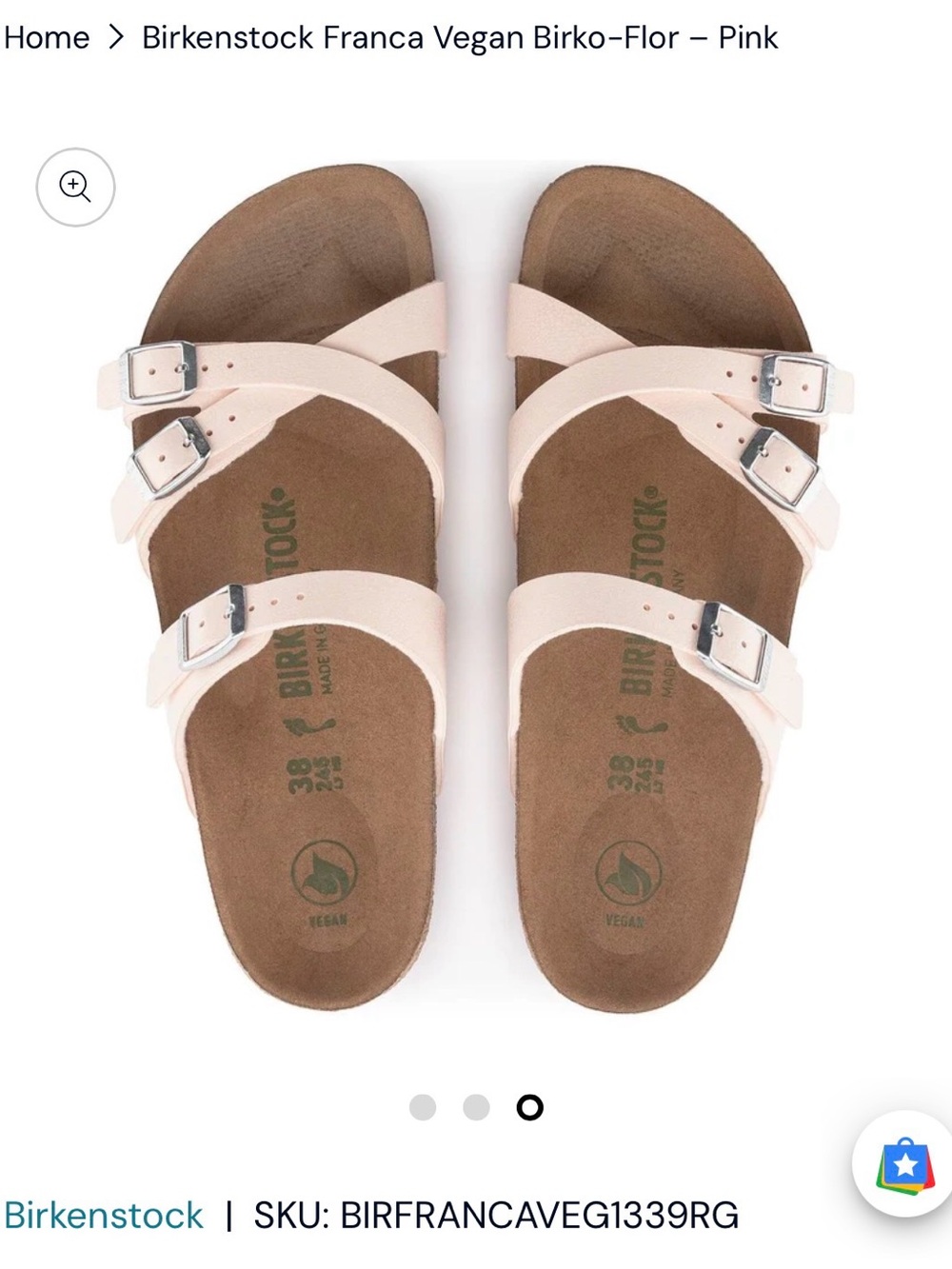 *WORN ONCE* Birkenstock Franca Vegan Sandals Pink 39